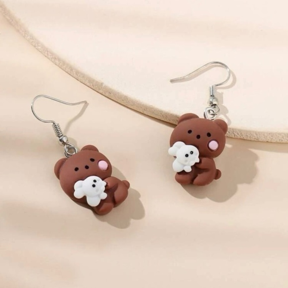 Brown Teddy Bear Earrings | NWT ✨